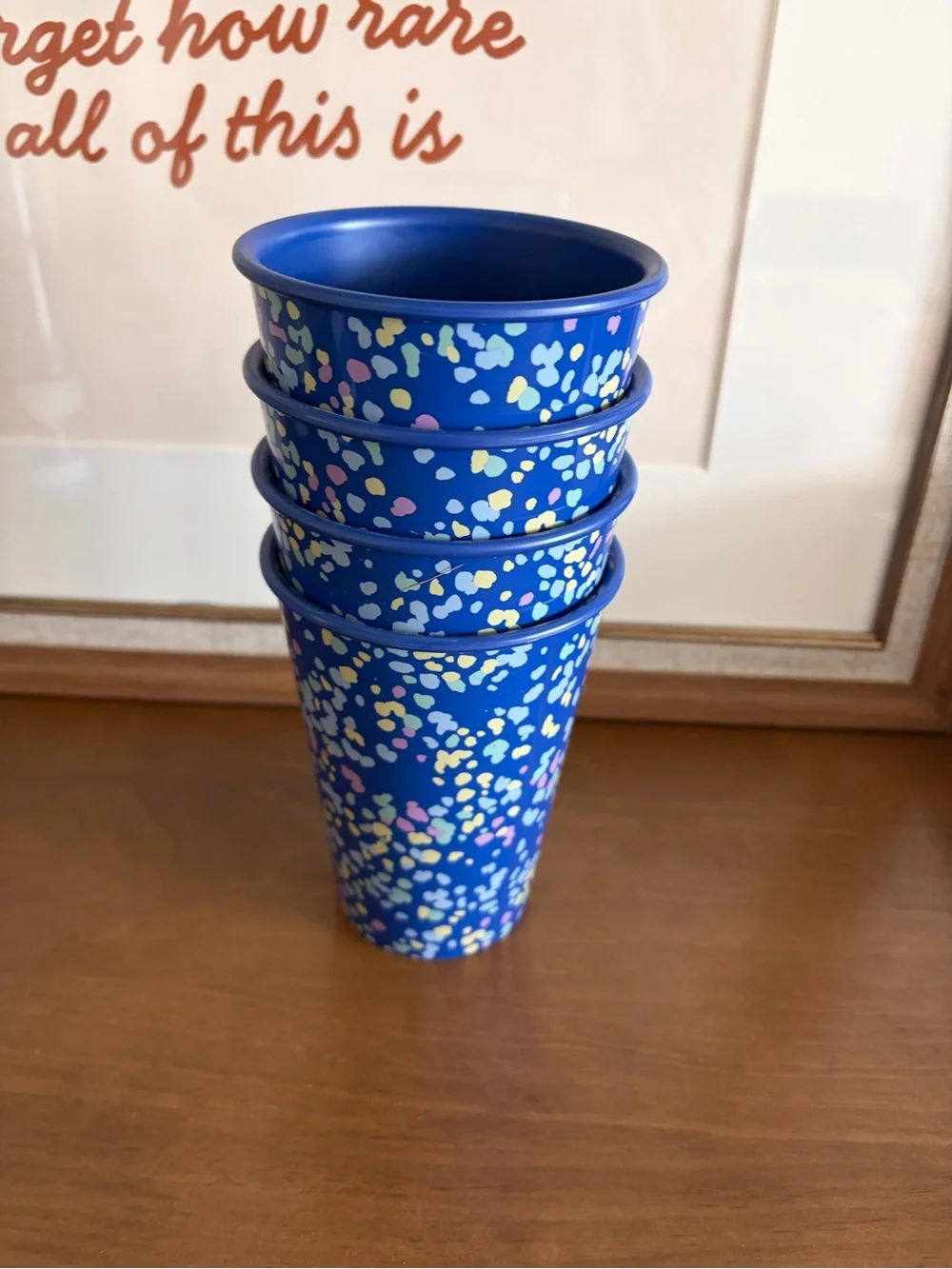 Set of 4 Room Essentials Blue Terrazzo Tumblers - 8oz - Recycled